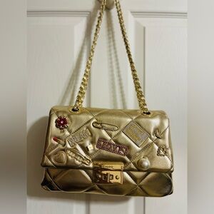 Aldo Metallic Gold Embellished Shoulder Bag